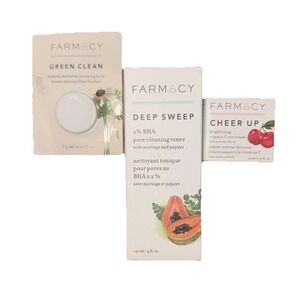 LOT‎ OF 3 FARMACY Products DEEP SWEEP TONER CHEER UP EYE CREAM DEEP CLEAN BALM